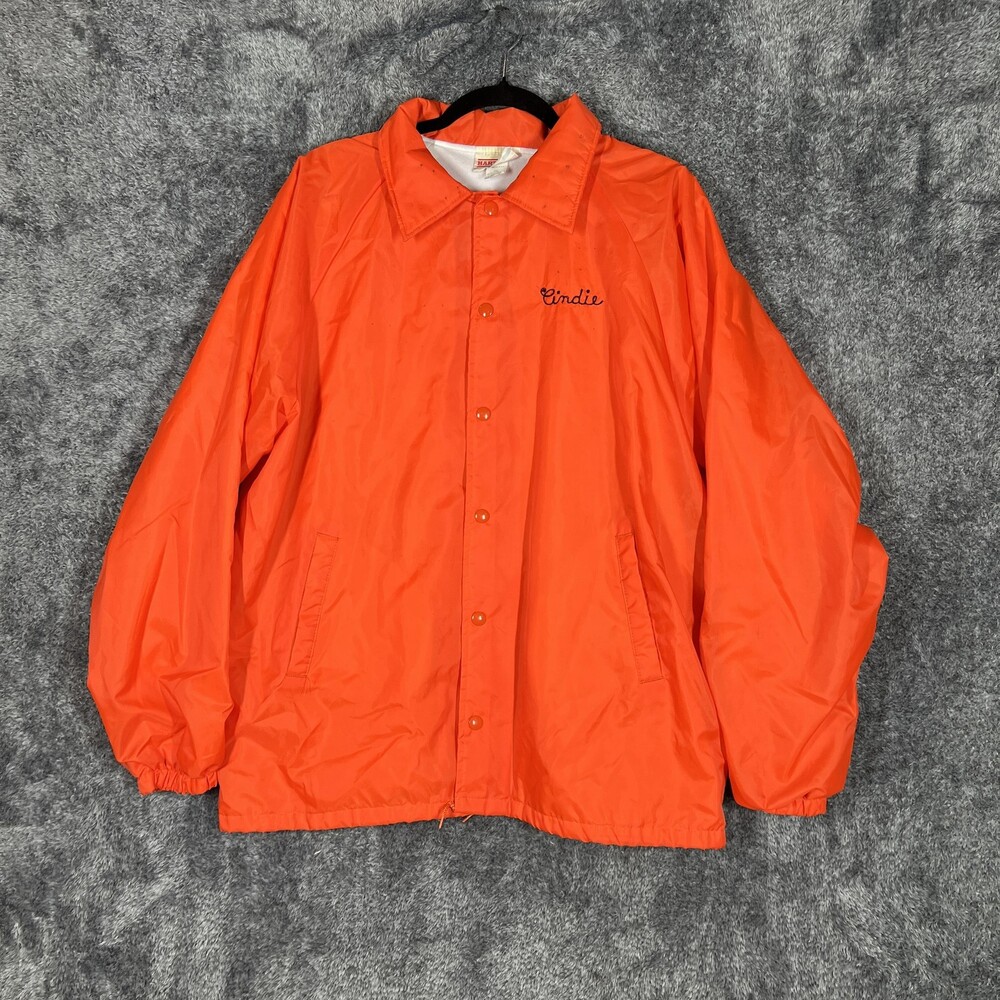Vintage Hartwell Windbreaker Jacket Mens XL Orange Gadabouts San Jose Record 90s